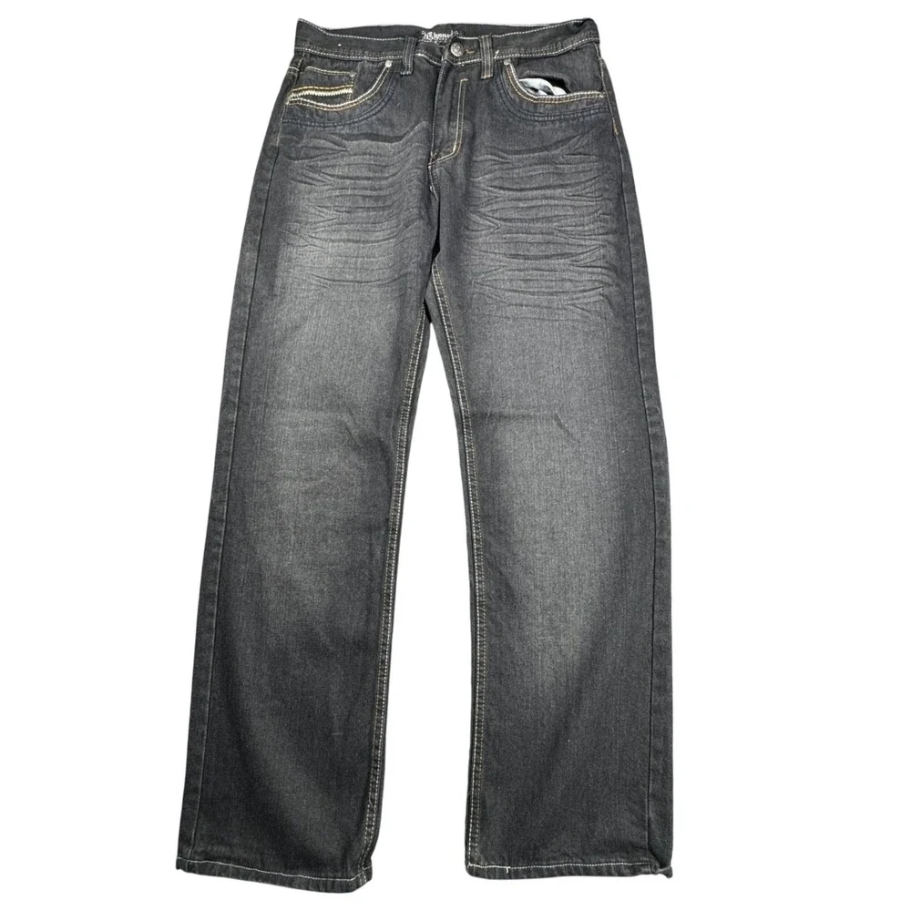 Chams Jeans Mens‎ 36 Black Baggy Loose Fit Y2K Hip Hop Skater Streetwear